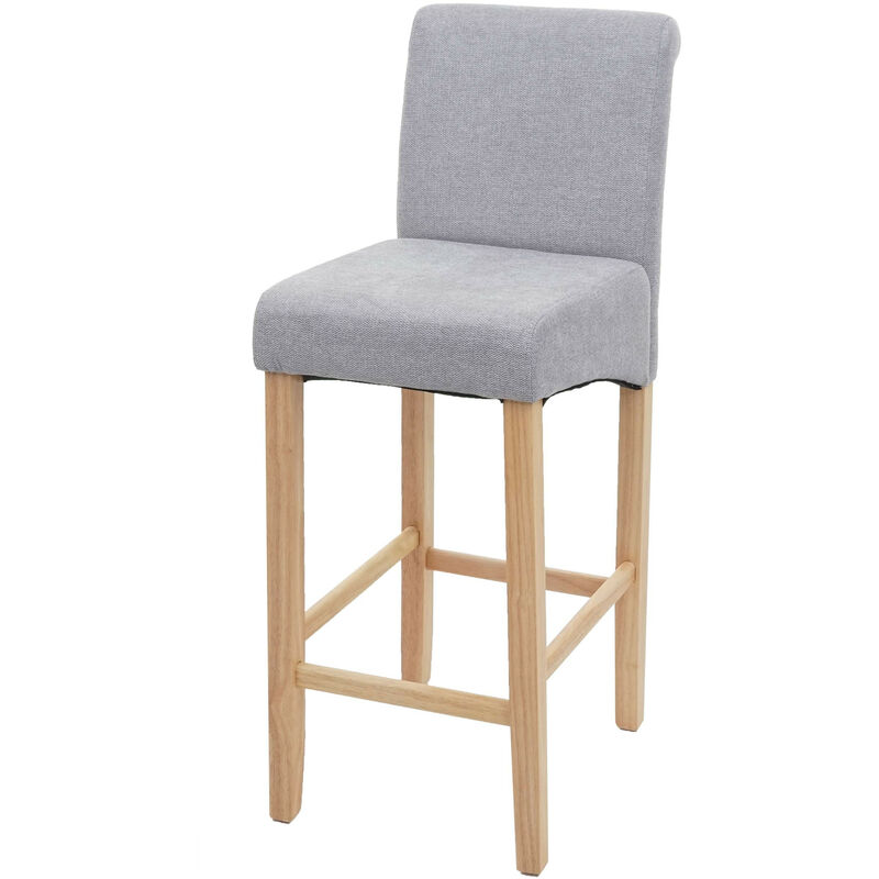 Mendler - Tabouret de bar HWC-C33, tabouret de comptoir, bois - gris clair, pieds clairs, tissu/textile