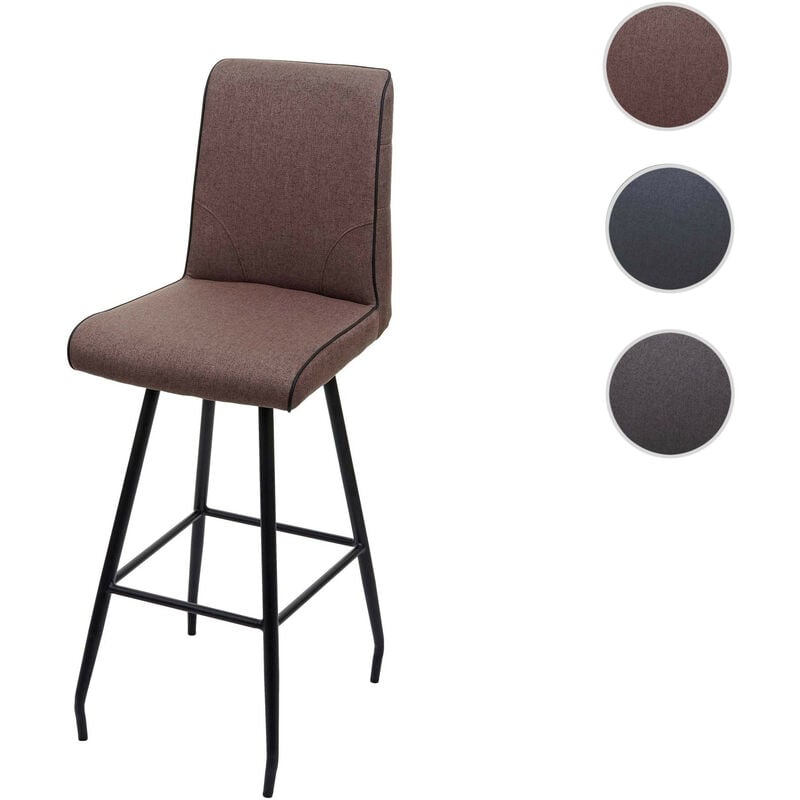 Mendler - Tabouret de bar HWC-H72, tabouret de comptoir, repose-pieds tissu/textile en acier - gris-brun