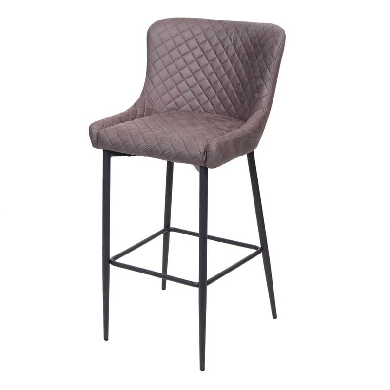 Mendler - Tabouret de bar HWC-H79, pour comptoir, métal, vintage, avec repose-pied - tissu / textile gris foncé