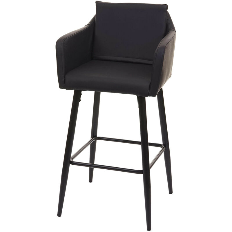 Mendler - Tabouret de bar HWC-H93, tabouret de comptoir, repose-pieds métal - similicuir noir