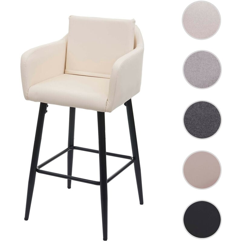 Tabouret de bar HWC-H93, tabouret de comptoir, repose-pieds métal - tissu/textile crème-beige