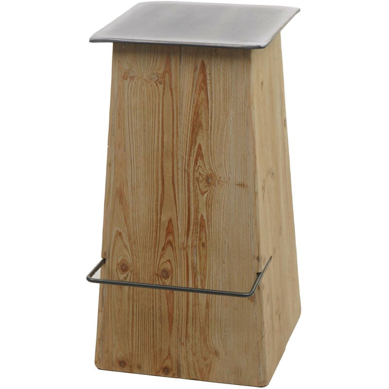 Mendler - Tabouret de bar HWC-L76 - chaise de bar Tabouret de bar - bois massif industriel certifié mvg - naturel avec aspect métal