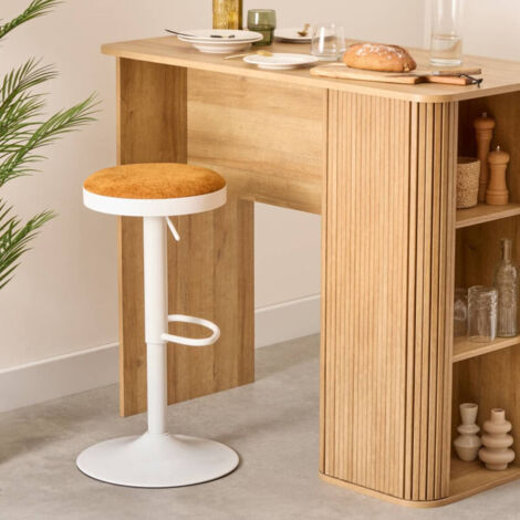 Tabouret de bar Ilsa ajustable blanc et ocre Atmosphera