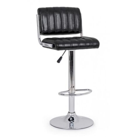 Tabouret de bar imitation cuir noir BARCLAY 46x51,5x h88,5 - 109,5 cm