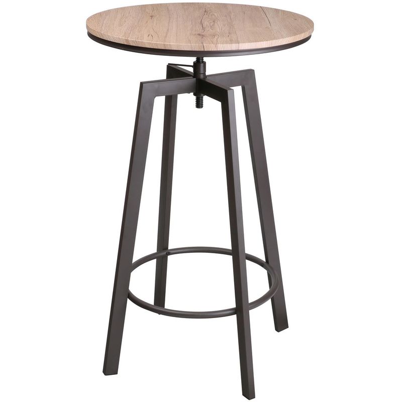 table haute ronde design industriel factory - diam. 60 x 101 marron