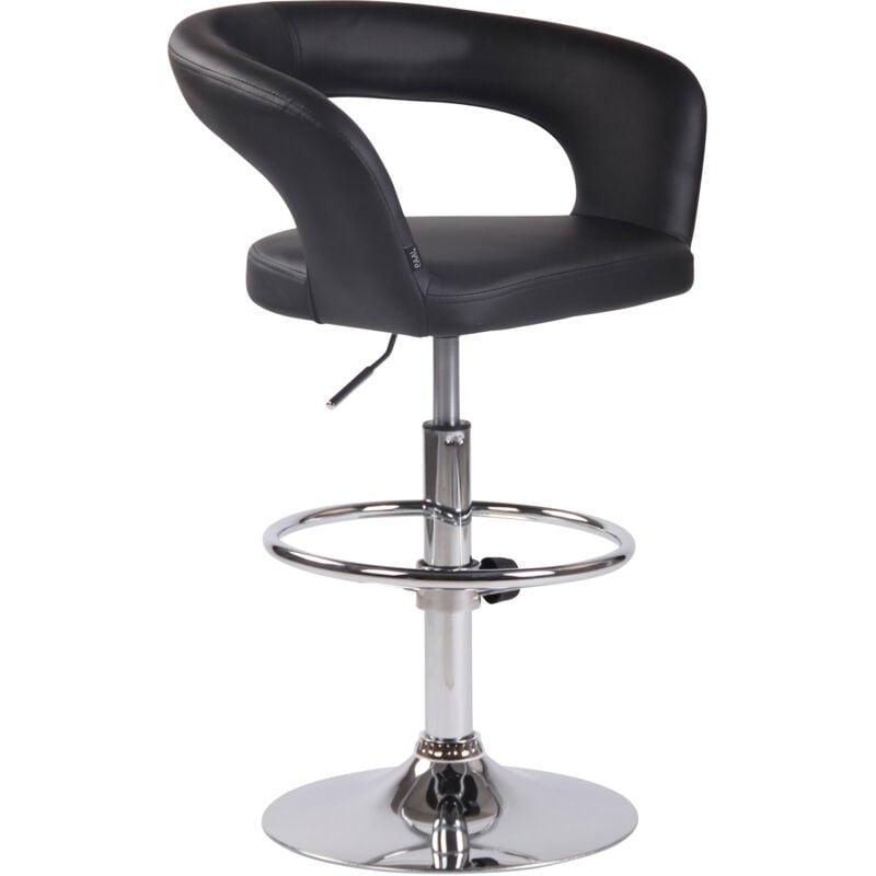 CLP - Tabouret de bar Jaen dans le cuir d'imitation ou le tissu noir, fausse peau