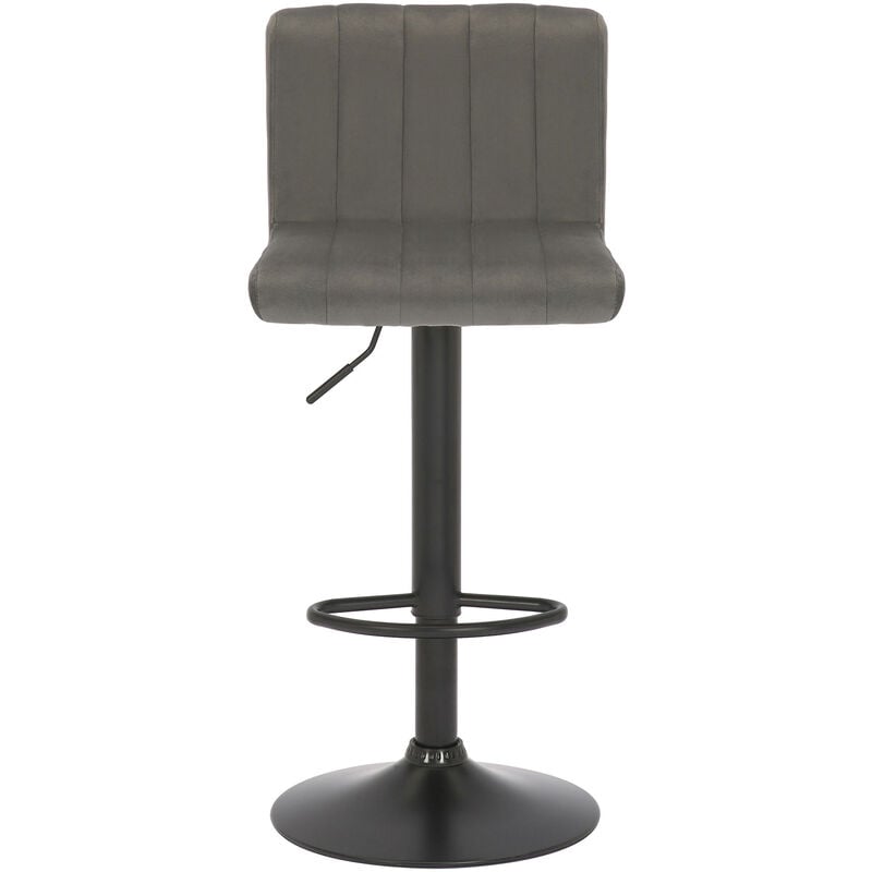 Tabouret avec pied noir sur une trompette + siège avec dossier de velours différentes couleurs colore : Gris