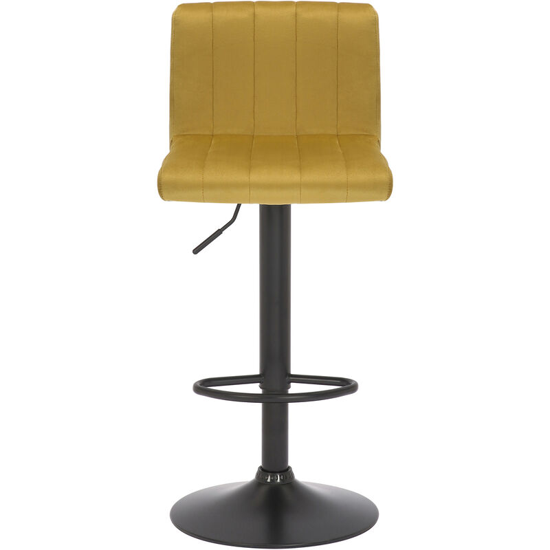 CLP - Tabouret avec pied noir sur une trompette + siège avec dossier de velours différentes couleurs colore : Jaune