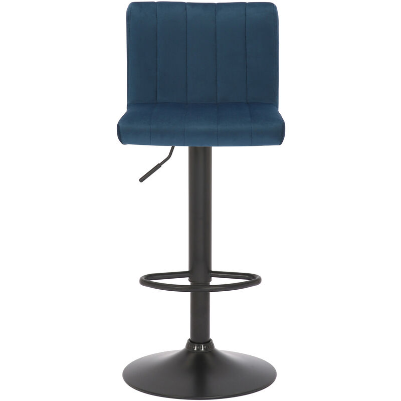 CLP - Tabouret avec pied noir sur une trompette + siège avec dossier de velours différentes couleurs colore : bleu