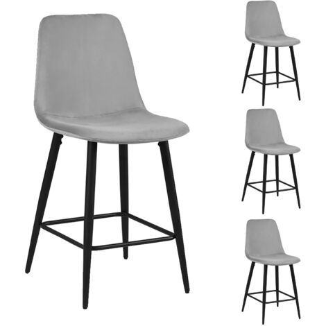 Tabouret de bar Jani-velours gris