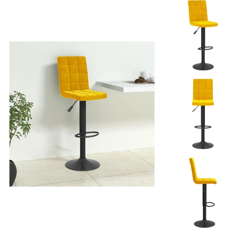 Vidaxl - Tabouret de bar Jaune moutarde Velours - Tabouret De Bar - Tabourets De Bar - Chaise De Comptoir - Chaises De Comptoir