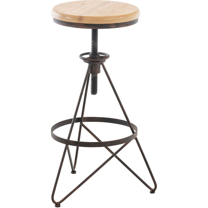 CLP - Tabouret industriel de Karla en bois et en bronze en métal