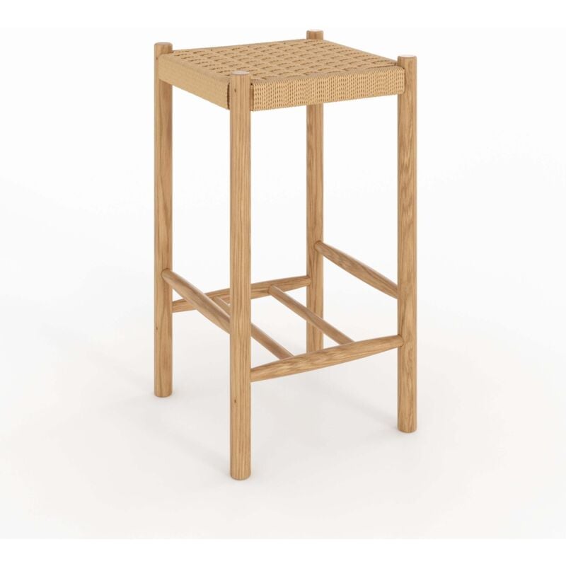 Rendez-vous Déco - Tabouret pour îlot central 65 cm en tressage et bois - kepler