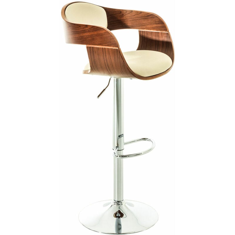 Bar pivotante tabouret de rétros en cuir écologique et bois réglable diverses couleurs Couleur : Noix et crème