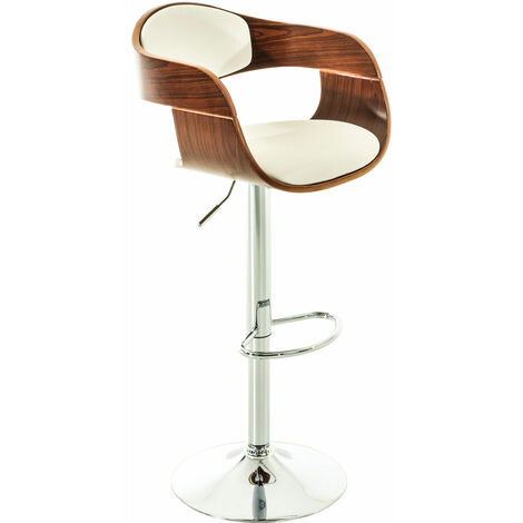 Tabouret de bar Kingston avec Coque en bois Assise en similicuir Noyer / Blanc