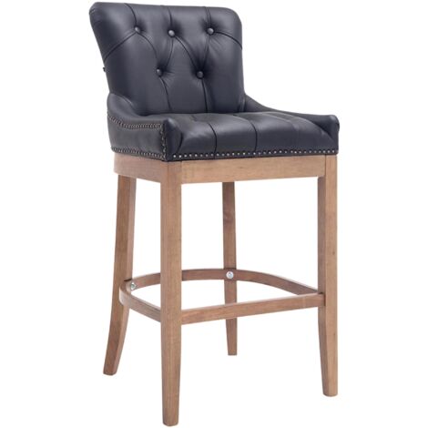 Tabouret de bar Lakewood antique-foncé cuir véritable noir