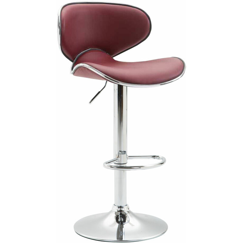 Tabouret de bar Las Vegas V2 similicuir avec pied en métal Bordeaux Chrome