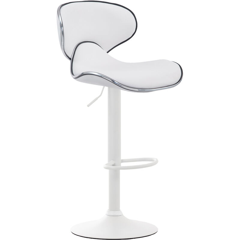 CLP Tabouret de bar Las Vegas V2 similicuir avec pied en métal , Blanc /Blanc