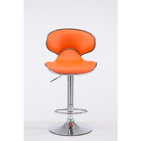 Tabouret de bar Las Vegas V2 similicuir avec pied en métal Orange Chrome
