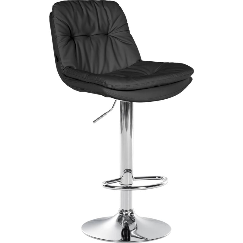 CLP - Tabouret de bar Laurel similicuir Noir Métal chromé