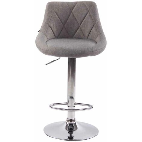 Tabouret de bar Lazio en Tissu Hauteur réglable siège pivotant Gris Chrome