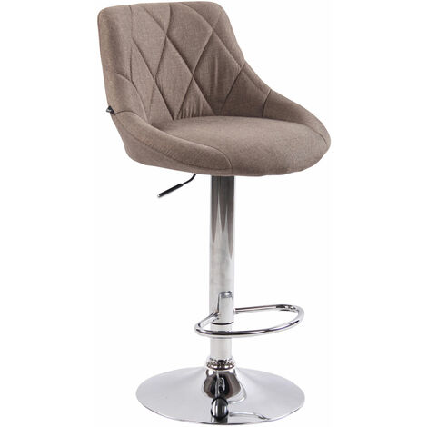 Tabouret de bar Lazio en Tissu Hauteur réglable siège pivotant Taupe Chrome