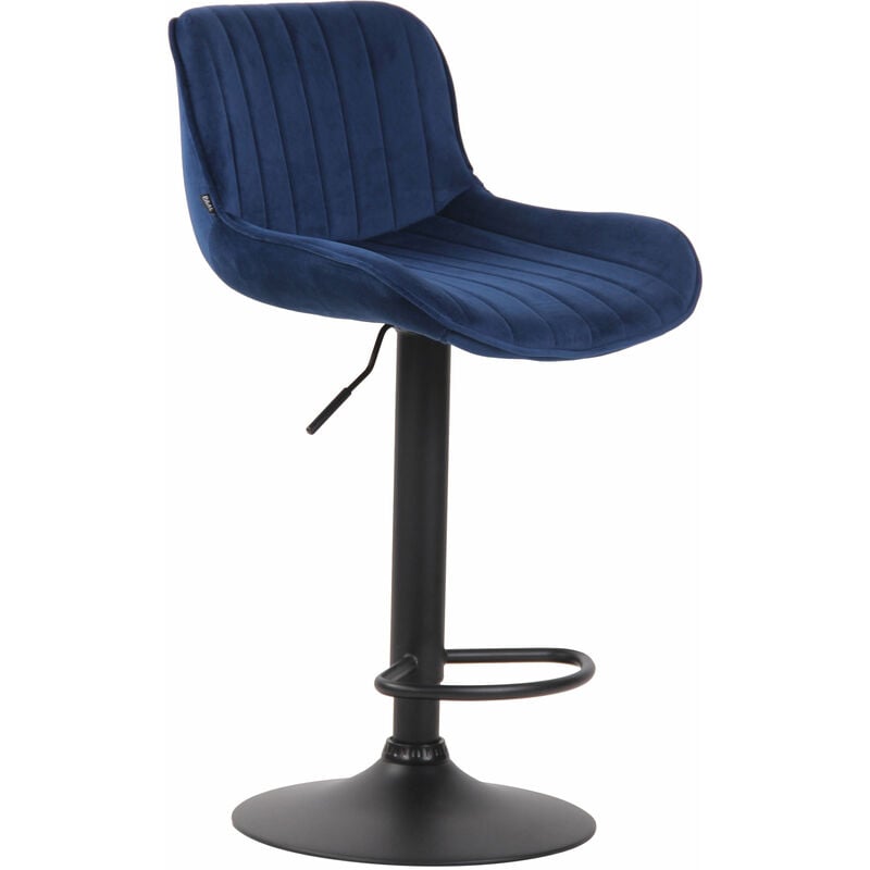 Tabouret avec repose-pieds et structure noire + siège en velours différentes couleurs colore : bleu