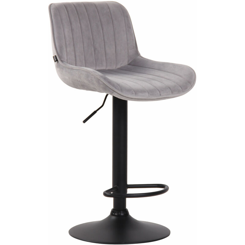 CLP - Tabouret de bar Lentini en Velours avec Piètement trompette en Métal Gris Noir