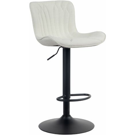Tabouret de bar Linus Pied en Métal Hauteur réglable Siège pivotant Crème Tissu