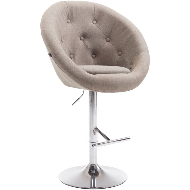 Tabouret de bar London V2 en tissu Tortora, Chrom