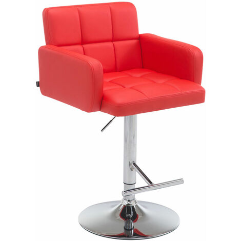 Tabouret de bar Los Angeles similicuir avec pied en métal Rouge Chrome