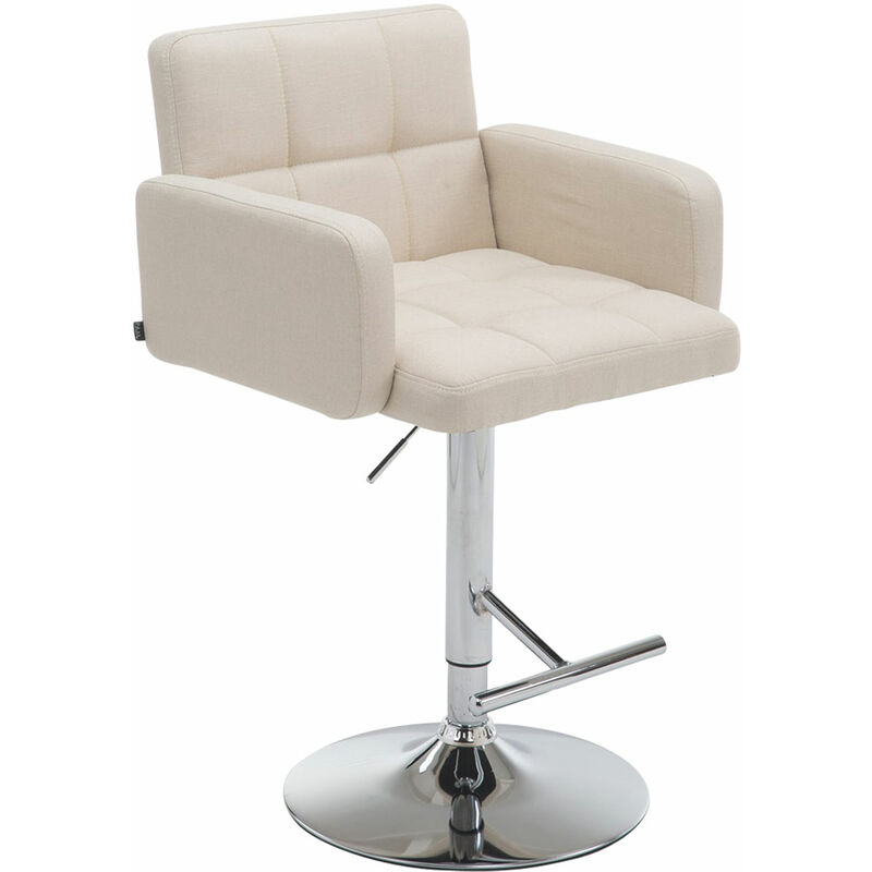 Tabouret de bar Los Angeles tissu avec pied en métal Crème Chrome