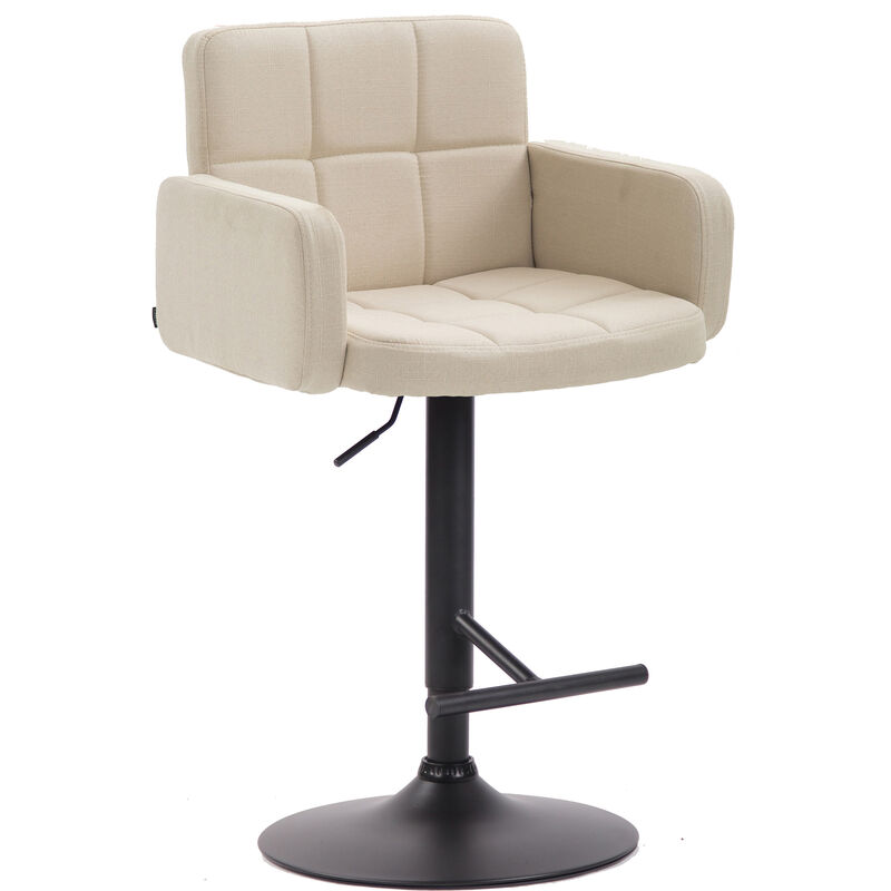 Tabouret avec cadre noir et siège en tissu de conception carrée de différentes couleurs colore : Crème