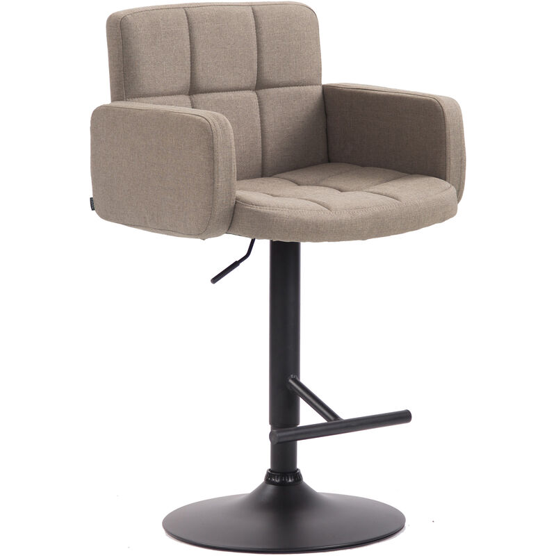 CLP - Tabouret de bar Los Angeles tissu avec pied en métal Taupe Noir