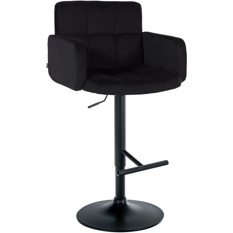 CLP - Tabouret de bar Los Angeles velours Noir Noir