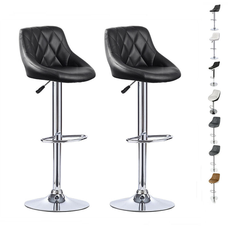 Wyctin - Hofuton Tabouret de Bar Lot de 2 avec Siège Bien Rembourré, 2 Design 2 Couleurs, Tabourets en Simili-Cuir Réglable, Noir