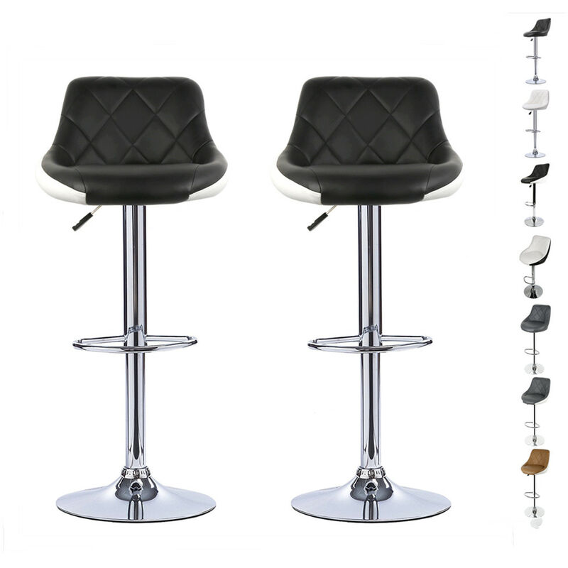 Wyctin - Hofuton Tabouret de Bar Lot de 2 avec Siège Bien Rembourré, 2 Design 2 Couleurs, Tabourets en Simili-Cuir Réglable, Noir/blanc
