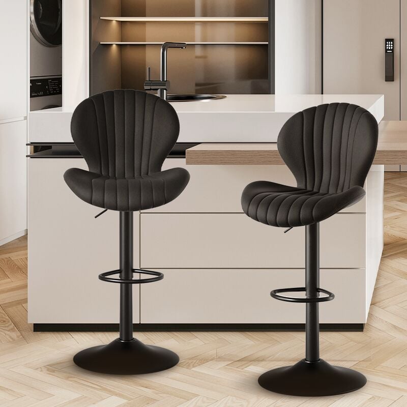 Hawthyhome - Tabouret de bar, lot de 2, chaise de bar Chaises de cuisine avec dossier et repose-pieds pour la cuisine noir