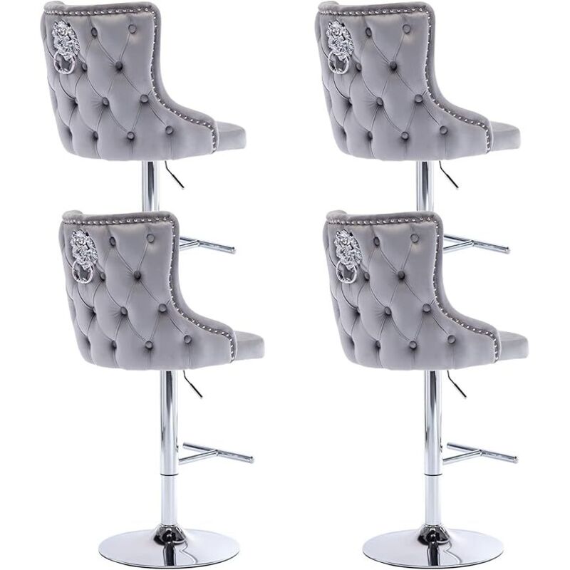 Wahson Office Chairs - Chaise de Bar Lot de 4 Chaise Haute Bar Tabouret Velours Chaise Haute Cuisine avec Repose-Pieds, Tabouret Bar pour Cuisine,