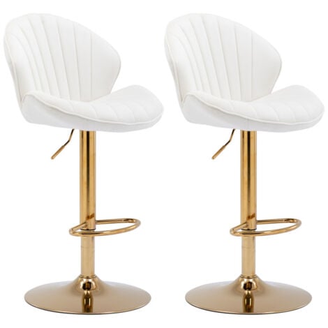 Tabouret de Bar Lot de 2 Chaise de Bar Réglable Tabourets Hauts avec Dossier pour Bar Cuisine, Velour, Beige