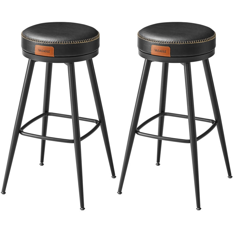 Vasagle - ekho Collection - Tabouret de Bar, Lot de 2, Hauteur de Bar, Siège Pivotant, pu avec Coutures, Style Moderne Mi-siècle, Hauteur 76 cm, pour
