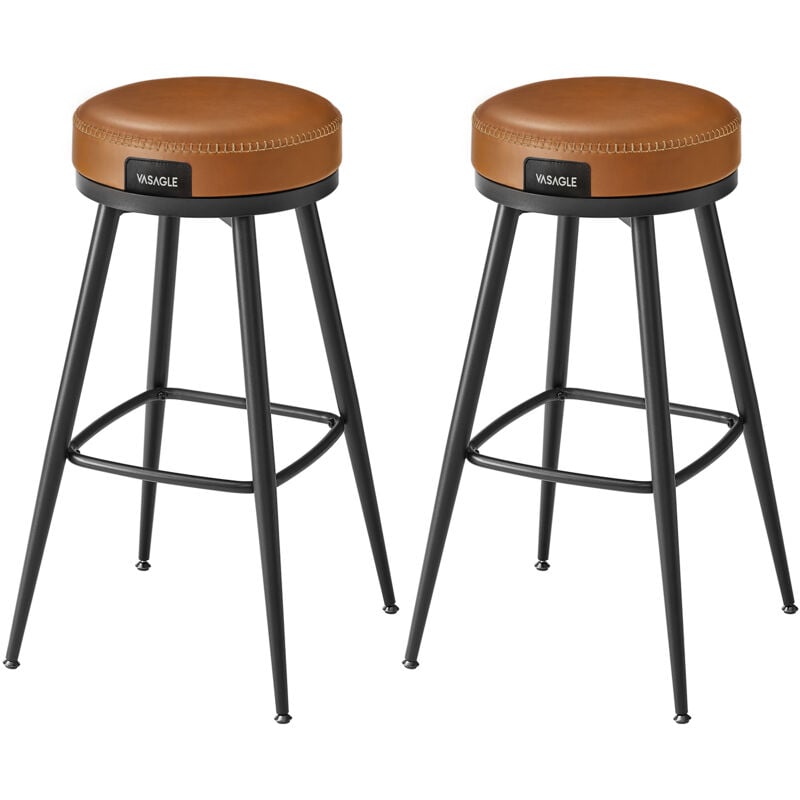 Vasagle - ekho Collection - Tabouret de Bar, Lot de 2, Hauteur de Bar, Siège Pivotant, pu avec Coutures, Style Moderne Mi-siècle, Hauteur 76 cm, pour