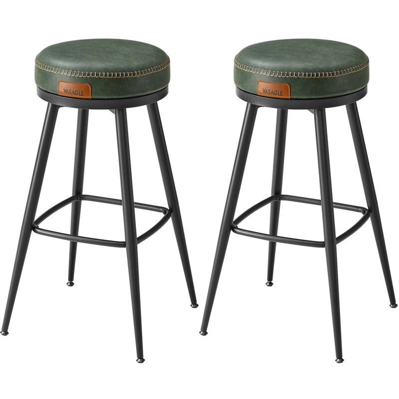 Vasagle - ekho Collection - Tabouret de Bar, Lot de 2, Hauteur de Bar, Siège Pivotant, pu avec Coutures, Style Moderne Mi-siècle, Hauteur 76 cm, pour