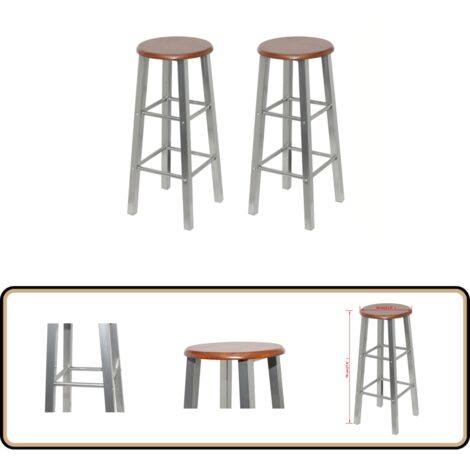 Tabouret de bar lot de 2 métal avec siège en MDF - Tabouret De Bar - Tabourets De Bar - Chaise De Bar - Fauteuil De Bar - Design Classique