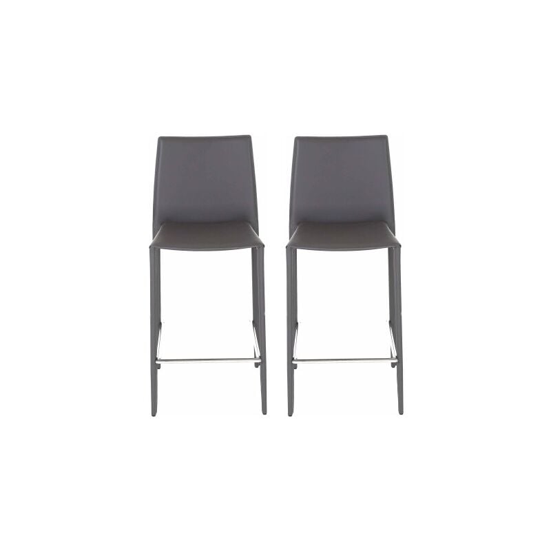 Pro Living - Tabouret de bar Lot de 2 Tabourets plan de travail Gris foncé