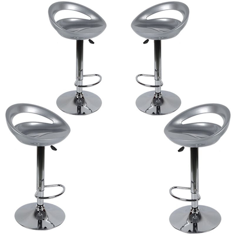 Yongqing - Lot de 4 Tabouret de bar en plastique abs réglage en hauteur-Gris