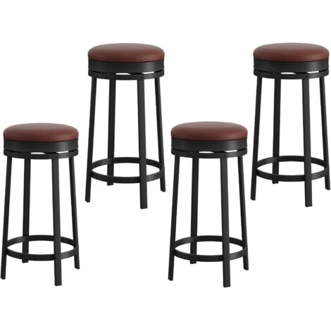 Tabouret de Bar - Lot de 4 - Noir - Pivotants 360° - Hauteur 62cm - Design Scandinave - MARRON