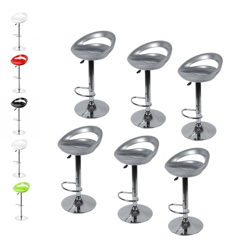 Wyctin - Hofuton Tabourets de Bar Lot de 6, Chaise de Bar, Tabouret de Bar en abs Plastique avec Repose-Pieds, Hauteur Réglables sur Poignée, pour