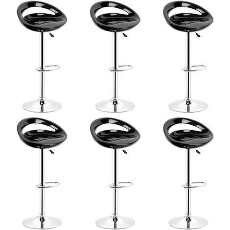 Tabouret de Bar Lot de 6 ABS Pivotant et réglable en Hauteur Chaise de Bar Noir