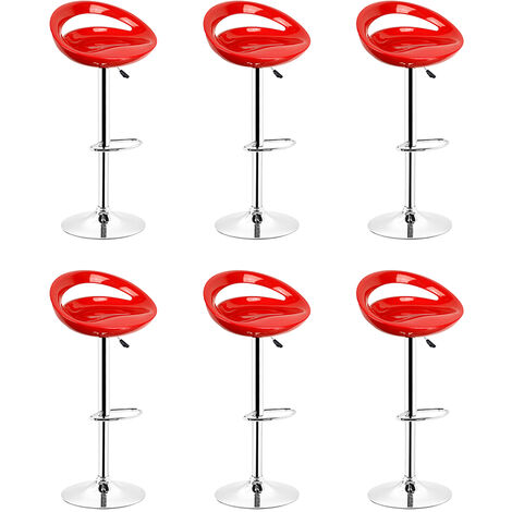 Tabouret de Bar Lot de 6 ABS Pivotant et réglable en Hauteur Chaise de Bar Rouge